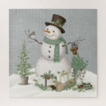 Modern vintage farmhouse winter snowman puzzle ジグソーパズル<br><div class="desc">Modern vintage farmhouse winter snowman jigsaw puzzle</div>