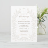 Modern Vintage Floral Christening Baptism 招待状 (スタンド正面)