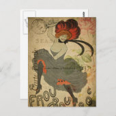 Modern Vintage French Dancer collage Postcard ポストカード (正面/裏面)