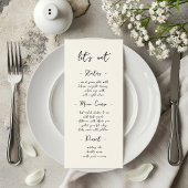 Modern Vintage Handwriting Wedding Dinner メニュー