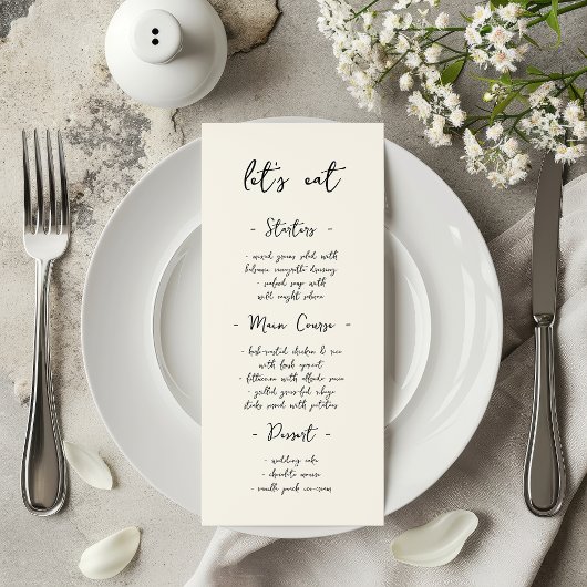 Modern Vintage Handwriting Wedding Dinner メニュー
