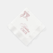 Modern Vintage Red Christmas Holiday Party 縁ありカクテルナプキン (角)