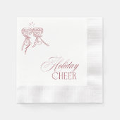 Modern Vintage Red Christmas Holiday Party 縁ありカクテルナプキン (正面)