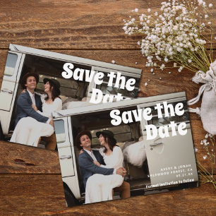 Modern Vintage Retro Bold Typography Photo Wedding マグネット招待状