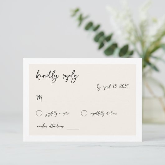 Modern Vintage Retro Handwriting Wedding 出欠カード (スタンド正面)