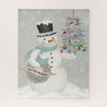 modern vintage retro snowman jigsaw puzzle ジグソーパズル<br><div class="desc">modern vintage retro snowman jigsaw puzzle</div>