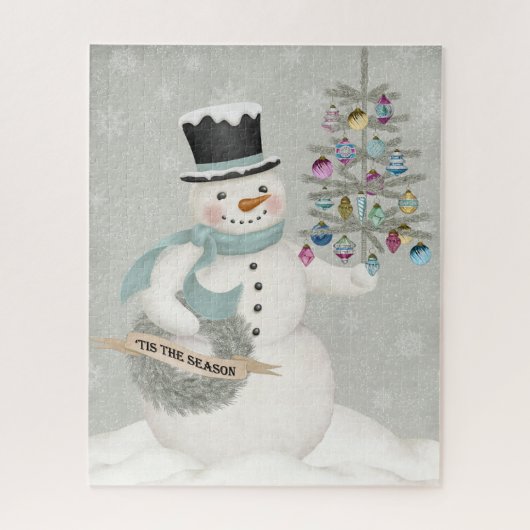 modern vintage retro snowman jigsaw puzzle ジグソーパズル (縦)