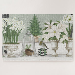 Modern Vintage winter floral jigsaw puzzle ジグソーパズル