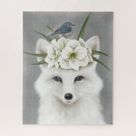 Modern vintage winter white fox jigsaw puzzle ジグソーパズル