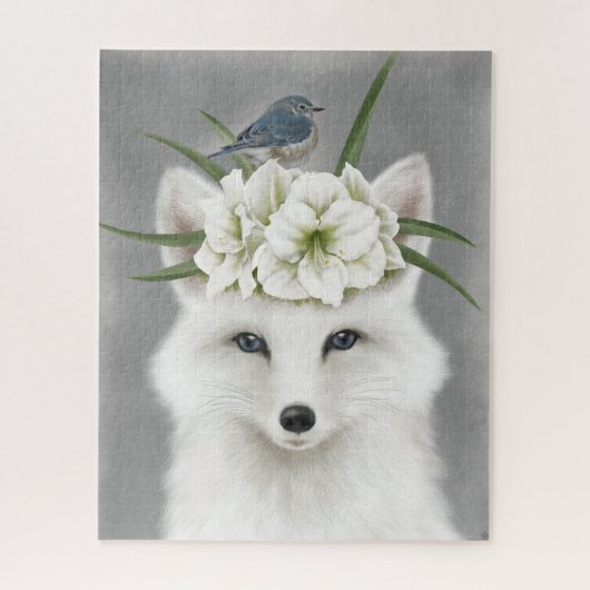 Modern vintage winter white fox jigsaw puzzle ジグソーパズル (縦)