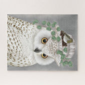 Modern vintage winter white owl jigsaw puzzle ジグソーパズル (横)