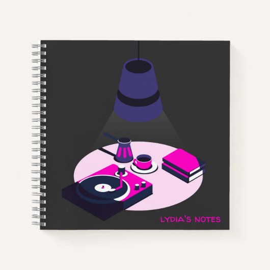 Modern Vinyl Coffee Personalized Notebook ノートブック (正面)
