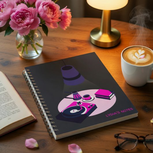 Modern Vinyl Coffee Personalized Notebook ノートブック