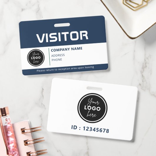 Modern Visitor Pass ID Badge Blue バッジ (オフィス)