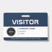 Modern Visitor Pass ID Badge Blue バッジ (正面)