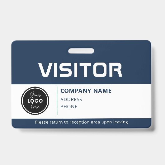 Modern Visitor Pass ID Badge Blue バッジ (正面)