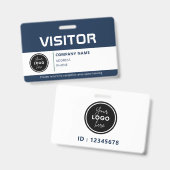 Modern Visitor Pass ID Badge Blue バッジ (正面＆裏面)