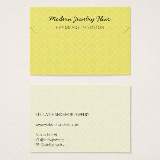 Modern Vivid Yellow Necklace Bracelet Display Card (正面&裏面)