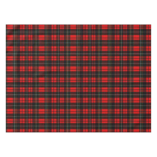 Modern Wallace Red Scottish Tartan Plaid Pattern テーブルクロス (正面(横))