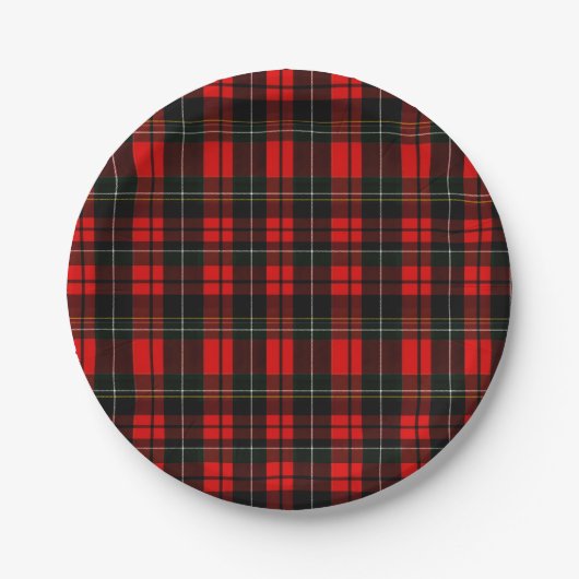 Modern Wallace Red Scottish Tartan Plaid Pattern ペーパープレート (正面)