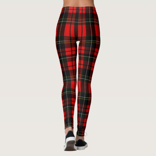 Modern Wallace Red Scottish Tartan Plaid Pattern レギンス (裏面)
