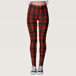Modern Wallace Red Scottish Tartan Plaid Pattern レギンス