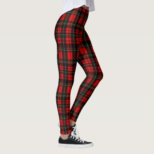 Modern Wallace Red Scottish Tartan Plaid Pattern レギンス (右)