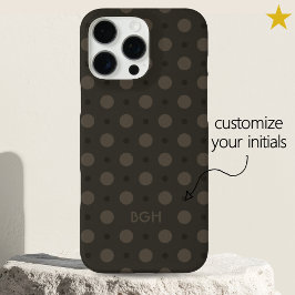 Modern Warm Gray Dots Pattern Custom Name Initials iPhone 16 Pro Maxケース
