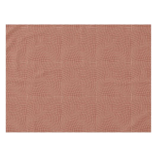 Modern Warped Grid | Minimalist Fluid Geometric テーブルクロス (正面(横))