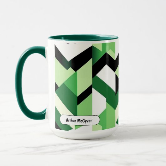 Modern Wasabi Green Block Chevron Design マグカップ (左)