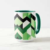 Modern Wasabi Green Block Chevron Design マグカップ (正面右)