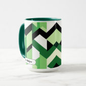 Modern Wasabi Green Block Chevron Design マグカップ (正面左)