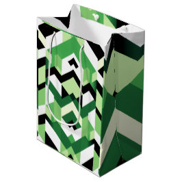 Modern Wasabi Green Block Chevron Design GIft ミディアムペーパーバッグ