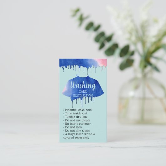 Modern Washing Instructions Clothing Shirt CaRES 名刺 (スタンド正面)