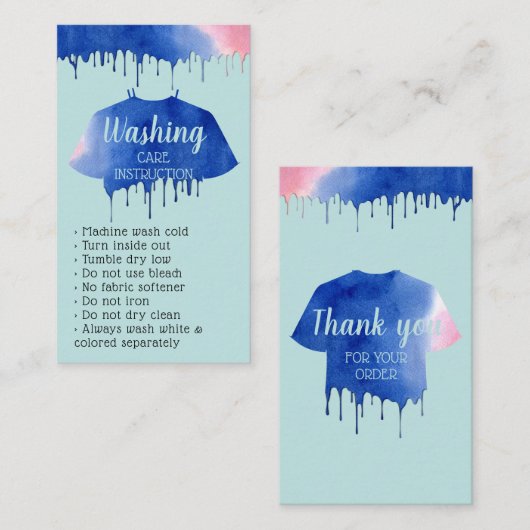 Modern Washing Instructions Clothing Shirt CaRES 名刺 (正面/裏面)