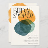 Modern Watercolor Abstract Circles Bridal Shower  招待状 (正面/裏面)