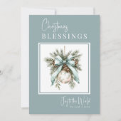 Modern Watercolor Bauble Christmas Blessings シーズンカード (正面)