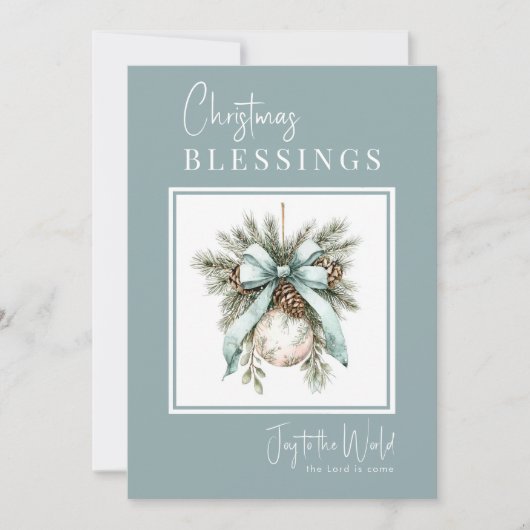 Modern Watercolor Bauble Christmas Blessings シーズンカード (正面)