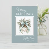 Modern Watercolor Bauble Christmas Blessings シーズンカード (スタンド正面)