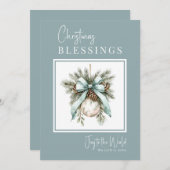 Modern Watercolor Bauble Christmas Blessings シーズンカード (正面/裏面)