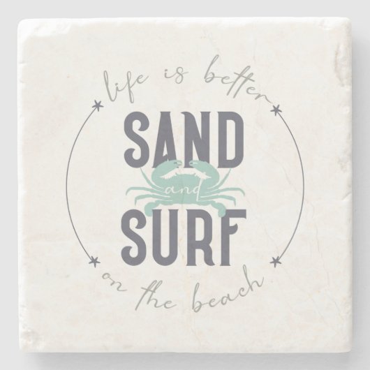 Modern Watercolor Beach Quote  ストーンコースター (正面)