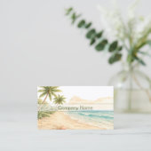 Modern Watercolor Beach Vacation Rental QR Code 名刺 (スタンド正面)