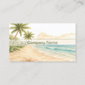 Modern Watercolor Beach Vacation Rental QR Code 名刺 (正面)