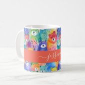Modern watercolor bears pattern script name コーヒーマグカップ (正面左)