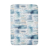 Modern Watercolor Blue Abstract Pattern バスマット (正面縦)