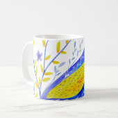 Modern Watercolor Blue and Yellow Bird Art コーヒーマグカップ (正面左)