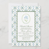 Modern Watercolor Blue flowers Bridal ShInvitation 招待状 (正面)