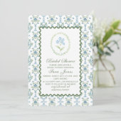 Modern Watercolor Blue flowers Bridal ShInvitation 招待状 (スタンド正面)