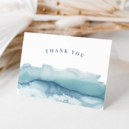 Modern Watercolor Blue Ocean Wedding Thank You カード