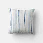 Modern Watercolor Blue Stripe Pattern クッション (正面)